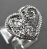 ANTIQUE LARGE .35CT DIAMOND 14K WHITE GOLD FLOATING FILIGREE HEART RING F/G VSSI