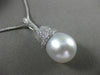 ESTATE LARGE & LONG .57CT DIAMOND 18KT WHITE GOLD SOUTH SEA PEARL PAVE PENDANT