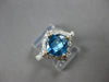1.88CT DIAMOND & AAA BLUE TOPAZ 14K 2 TONE GOLD CUSHION & ROUND GEOMETRICAL RING