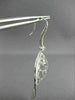 ESTATE 3.05CT DIAMOND 18KT WHITE GOLD 3D OPEN FILIGREE LEAF HANGING EARRINGS VVS
