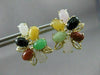 ANTIQUE LARGE AAA MULTI GEM & 14KT YELLOW GOLD FLORAL CLIP ON EARRINGS #22621