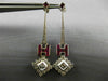 ANTIQUE 1.64CT DIAMOND & AAA RUBY 14KT WHITE GOLD 3D SQUARE HANGING EARRINGS