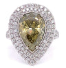 EXTRA LARGE 6.06CT WHITE & FANCY YELLOW DIAMOND 18KT WHITE GOLD ENGAGEMENT RING