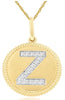 .08CT DIAMOND 14KT 2 TONE GOLD CLASSIC Z INITIAL MATTE & SHINY FLOATING PENDANT