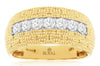 WIDE .75CT DIAMOND 14KT YELLOW GOLD ROUND 7 STONE WOVEN UNISEX ANNIVERSARY RING