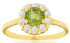 ESTATE 1.05CT DIAMOND & AAA PERIDOT 14KT YELLOW GOLD 3D ROUND FLOWER LOVE RING
