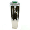 LARGE .82CT DIAMOND & AAA EMERALD 18KT WHITE GOLD SQUARE & ROUND MENS GYPSY RING