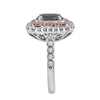 CERTIFIED LARGE 4CT WHITE PINK & GREEN DIAMOND 18KT WHITE & ROSE GOLD HALO RING