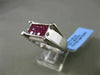 ESTATE WIDE 1.88CT DIAMOND & AAA RUBY 18KT WHITE GOLD ETOILE RECTANGLE MENS RING