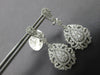LARGE 3.60CT DIAMOND 18KT WHITE GOLD FILIGREE TEAR DROP CLIP ON HANGING EARRINGS