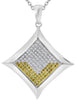 .40CT WHITE & FANCY YELLOW DIAMOND 14K WHITE GOLD 3D SQUARE FUN FLOATING PENDANT