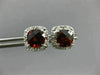 ESTATE 1.88CT DIAMOND & GARNET 14KT WHITE GOLD CLASSIC SQUARE HALO STUD EARRINGS
