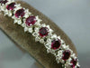 WIDE & LONG 19.3CT DIAMOND & AAA RUBY 18K WHITE GOLD OVAL FLOWER TENNIS BRACELET