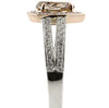 WIDE 1.47CT WHITE & PINK DIAMOND 18KT WHITE & ROSE GOLD FILIGREE ENGAGEMENT RING