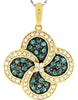 .75CT WHITE & BLUE DIAMOND 14KT YELLOW GOLD DOUBLE INFINITY FLOWER LOVE PENDANT