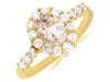 1.12CT DIAMOND & AAA MORGANITE 14KT YELLOW GOLD OVAL FLOWER FRIENDSHIP LOVE RING