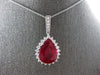 LARGE 12.63CT DIAMOND & AAA RUBY 14K WHITE GOLD PEAR SHAPE & ROUND PENDANT 28019