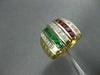 ESTATE 3.55CT DIAMOND & AAA RUBY & EMERALD 18K YELLOW GOLD MULTI ROW RING #22492