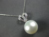 ESTATE .55CT DIAMOND & AAA PEARL 14K WHITE GOLD HEART SHAPE FUN FLOATING PENDANT