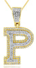 ESTATE .79CT DIAMOND 14KT 2 TONE GOLD CLASSIC 3 ROW INITIAL P FLOATING PENDANT