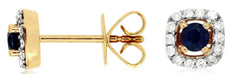 ESTATE .53CT DIAMOND & AAA SAPPHIRE 14KT YELLOW GOLD CLASSIC HALO STUD EARRINGS