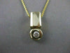 ESTATE ROUND DIAMOND SOLITAIRE 14K YELLOW GOLD HANGING BEZEL PENDANT CHAIN #1496
