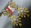 ESTATE LARGE 9.1CT WHITE & FANCY YELLOW DIAMOND 18K GOLD FLOWER HANGING EARRINGS