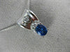 ESTATE .78CT DIAMOND & AAA OVAL SAPPHIRE 14K WHITE GOLD FLOATING PENDANT #11446