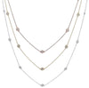 ESTATE 11.84CT DIAMOND 14KT TRI COLOR ROUND 3 STRAND BY THE YARD LOVE NECKLACE
