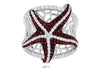 EXTRA LARGE 1.59CT DIAMOND & AAA RUBY 14KT WHITE GOLD 3D LUCKY STARFISH FUN RING