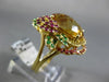 ESTATE EXTRA LARGE 7.62CT AAA MULTI GEM 18K YELLOW GOLD 3D FLOWER BUTTERFLY RING