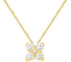 .16CT DIAMOND 14KT YELLOW GOLD 3D ROUND 5 STONE FLOWER SQUARE FLOATING PENDANT