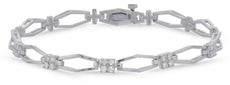 .38CT DIAMOND 14KT WHITE GOLD CLASSIC FLOWER SQUARE BY THE YARD TENNIS BRACELET