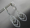 ESTATE LARGE 1.06CT DIAMOND 18KT WHITE GOLD 3D MULTI LEAF HANGING DROP EARRINGS
