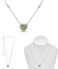 .67CT WHITE & FANCY YELLOW DIAMOND 18KT TWO TONE GOLD DOUBLE HALO LOVE NECKLACE