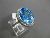 ANTIQUE LARGE 7.28CTW DIAMOND & AAA BLUE TOPAZ 14KT WHITE GOLD 3D OVAL FUN RING