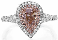 .41CT WHITE & PINK DIAMOND 18K WHITE & ROSE GOLD PEAR SHAPE & ROUND CLASSIC RING