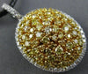 LARGE 2.66CT WHITE & INTENSE YELLOW DIAMOND 18K 2 TONE GOLD 3D DOME OVAL PENDANT