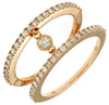 WIDE 0.51CT DIAMOND 14KT ROSE GOLD CLASSIC DOUBLE BAND LOVE KNOT ETOILE FUN RING