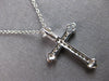 ESTATE .17CT DIAMOND 14KT WHITE GOLD 3D CLASSIC CROSS FLORAL FLOATING PENDANT