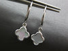 AAA MOTHER OF PEARL 14KT WHITE GOLD 4 LEAF CLOVER FLOWER HANGING EARRINGS #27007
