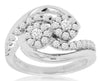 WIDE .75CT DIAMOND 14KT WHITE GOLD 3D CLASSIC DOUBLE FLOWER LOVE KNOT LEAF RING