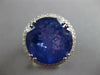 LARGE 17.97CT DIAMOND & TANZANITE 18KT WHITE GOLD 3D ROUND HALO ENGAGEMENT RING