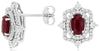 1.49CT DIAMOND & AAA RUBY 14KT WHITE GOLD 3D OVAL & ROUND SQUARE STUD EARRINGS