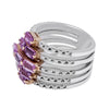 3.18CT DIAMOND & AAA AMETHYST 18K WHITE GOLD 3D MULTI ROW GEOMETRICAL FUN RING