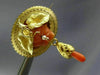 ANTIQUE LARGE AAA CORAL 14KT YELLOW GOLD 3D HANDCRAFTED FLOWER BROOCH PIN #26474