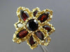 ANTIQUE EXTRA LARGE 6.0CT AAA GARNET 14KT YELLOW GOLD 3D FLOWER RING #25609