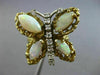 ANTIQUE LARGE 2.30CT DIAMOND & OPAL 14K TWO TONE GOLD HANDCRAFTED BUTTERFLY RING