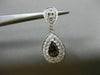 ESTATE LARGE 1.30CT DIAMOND & SMOKY TOPAZ 14KT WHITE GOLD MILGRAIN PEAR PENDANT