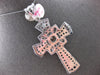 EXTRA LARGE 3.0CT DIAMOND 14K WHITE GOLD ROUND & BAGUETTE CROSS FLOATING PENDANT